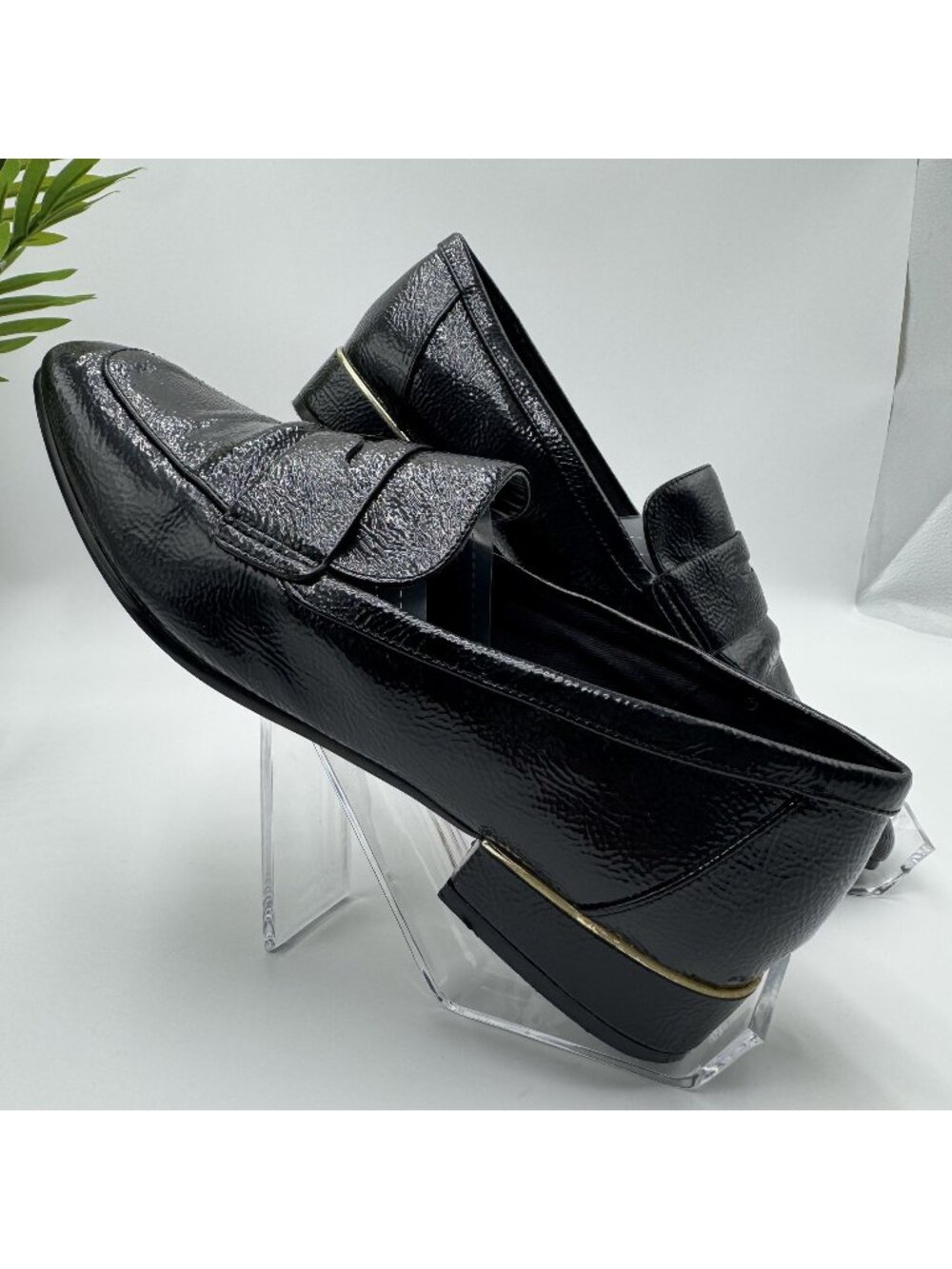 Aldo Black Genuine Leather Textured Penny Loafers Women Size 9.5